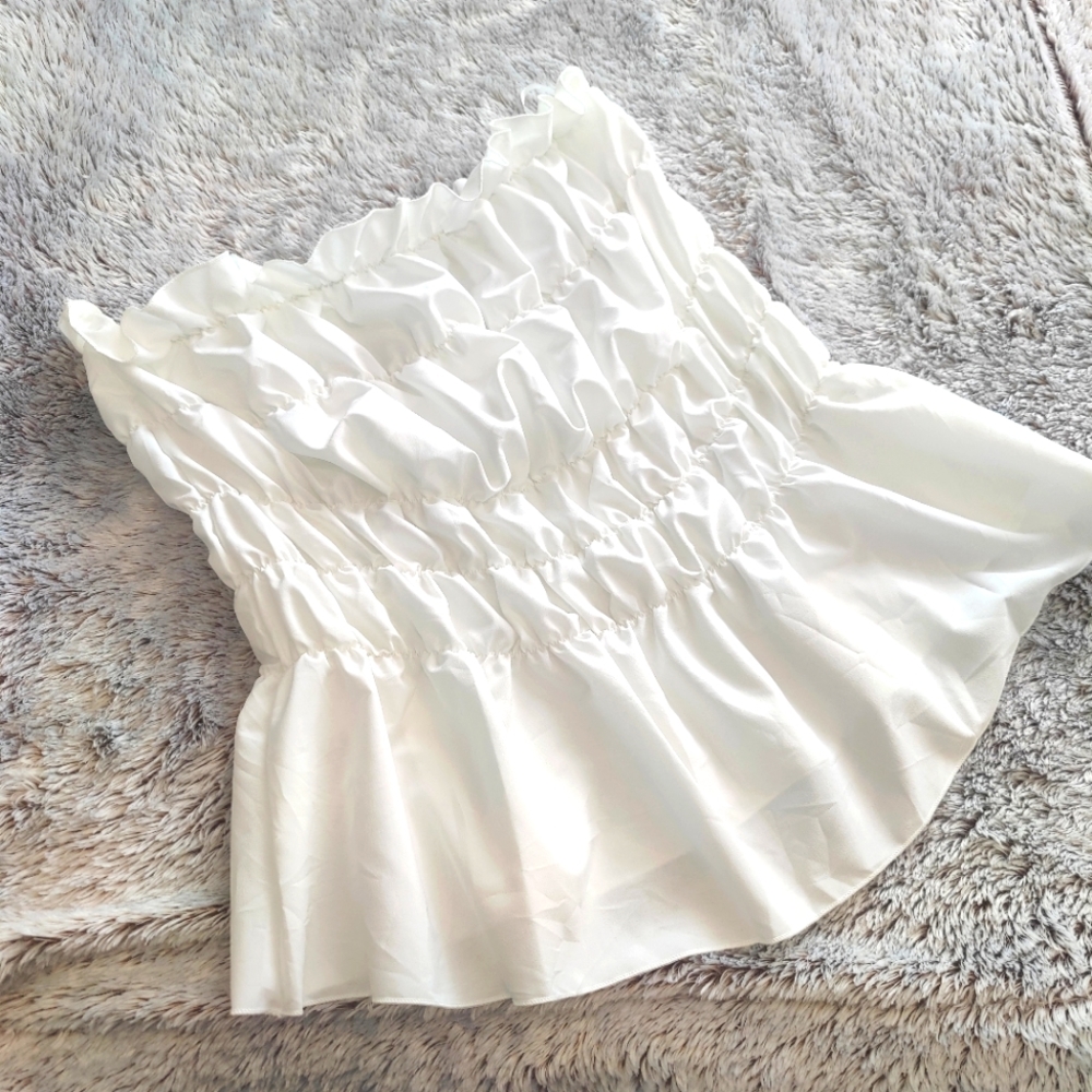 White Flared Tube Top